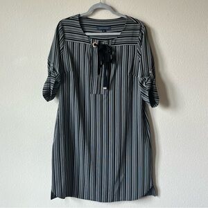 Tommy Hilfiger Black and White Striped Dress Nautical Casual Office Pockets 12